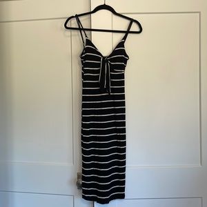 Black and white striped knit dress